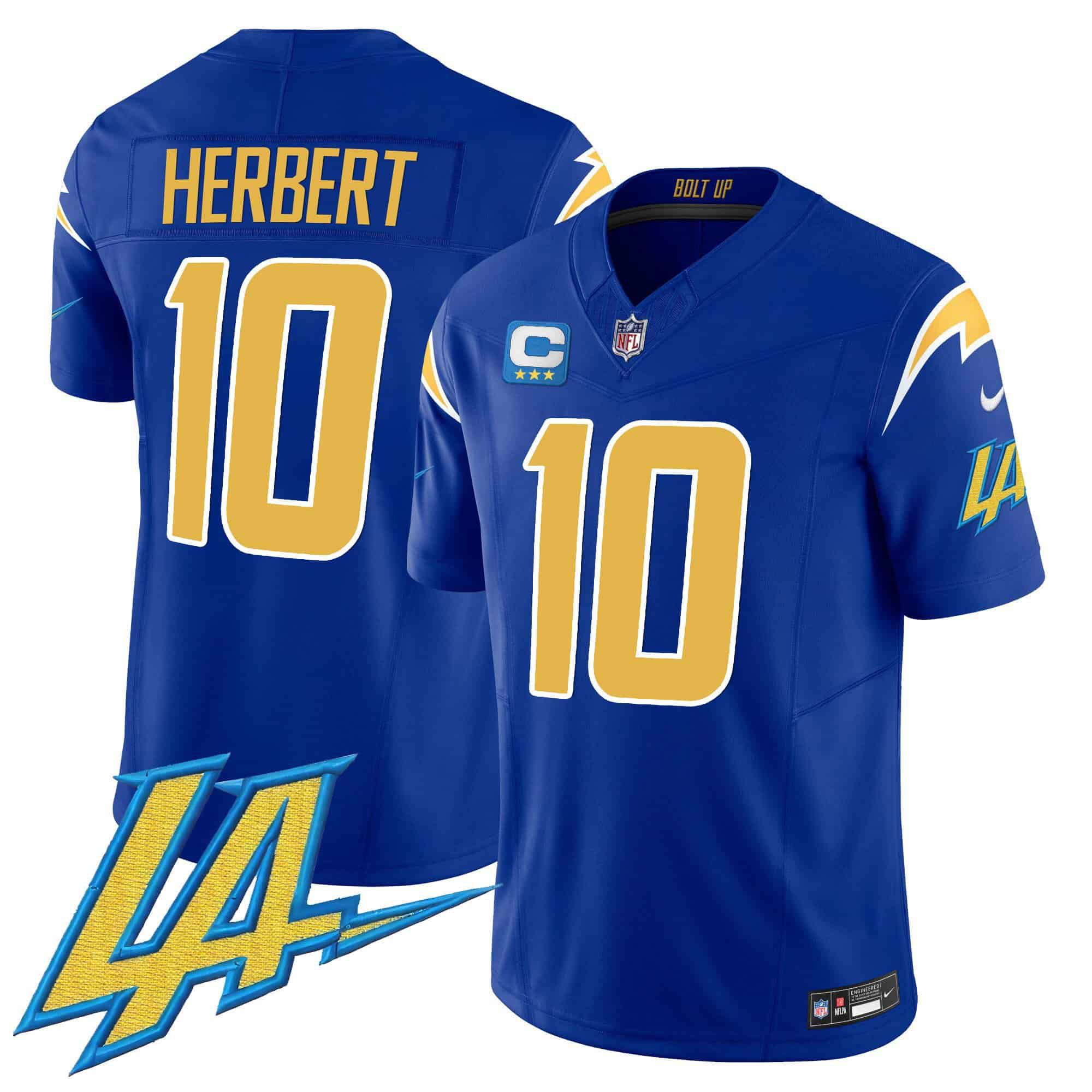 Men Los Angeles Chargers 10 Herbert Blue 2024 Nike Vapor Limited NFL Jersey